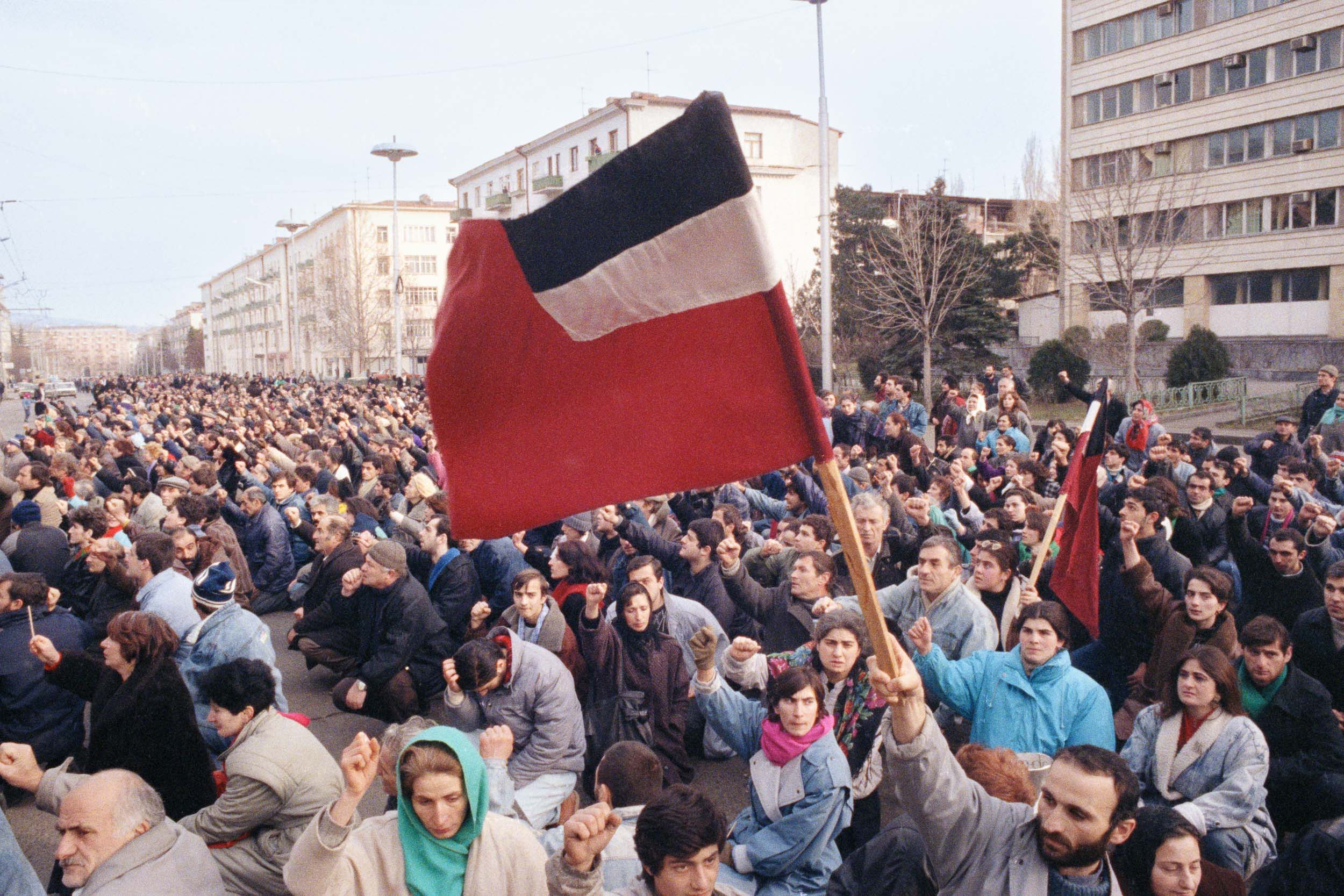 Supporters of President Gamsakhurdia, demonstrate in Tbilisi, Georgia,