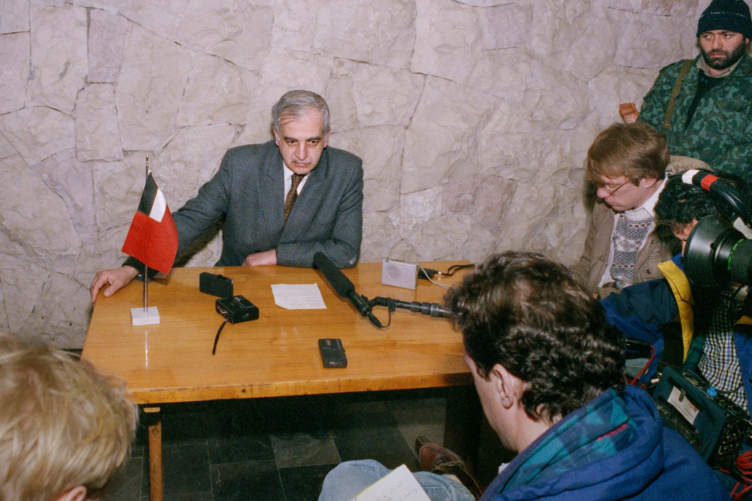 President  Zviad Gamsakhurdia, last press conference, Tbilisi, Georgia,