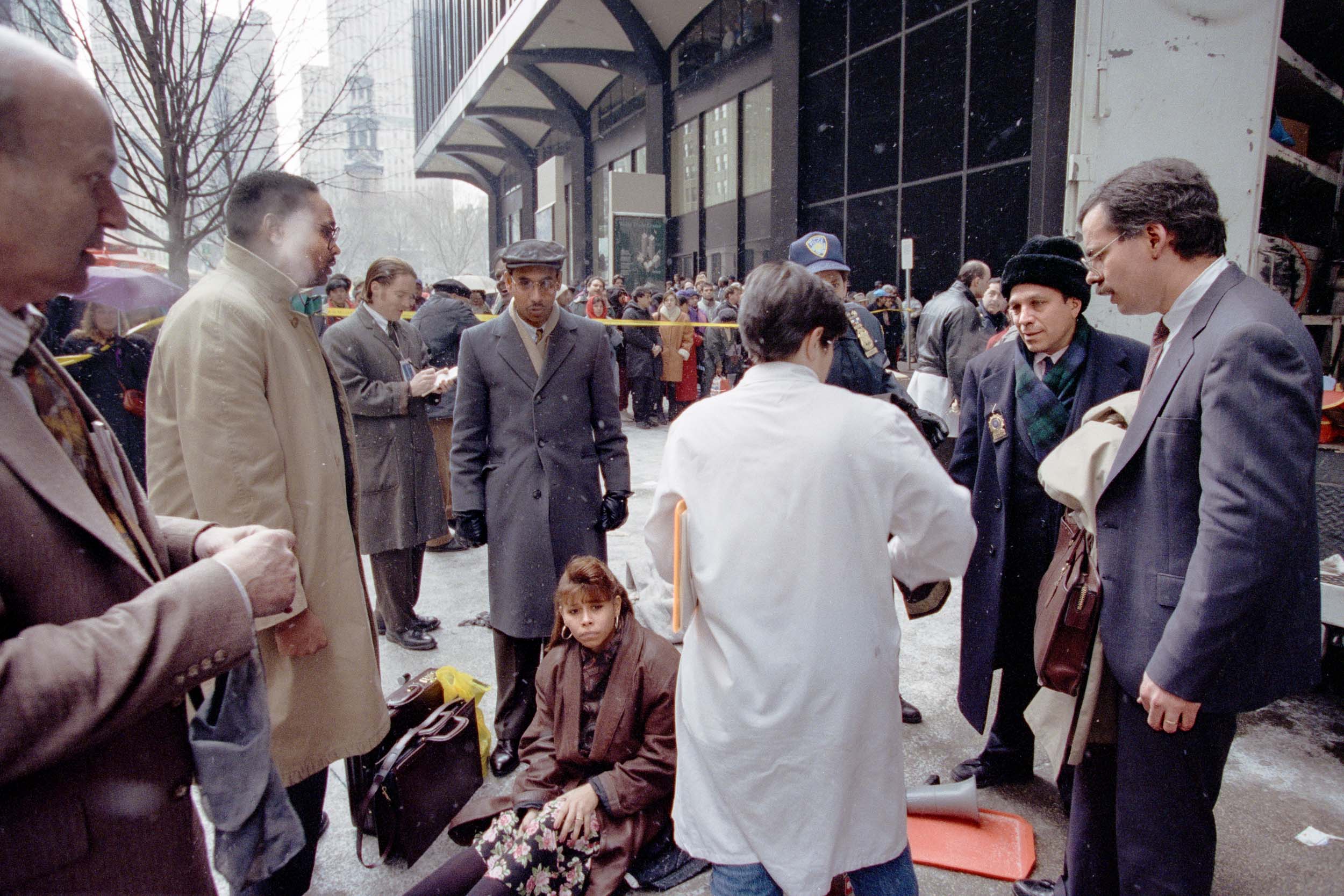 Office workers seeking medical treatment outside of the World Trade Center, NY, 1993