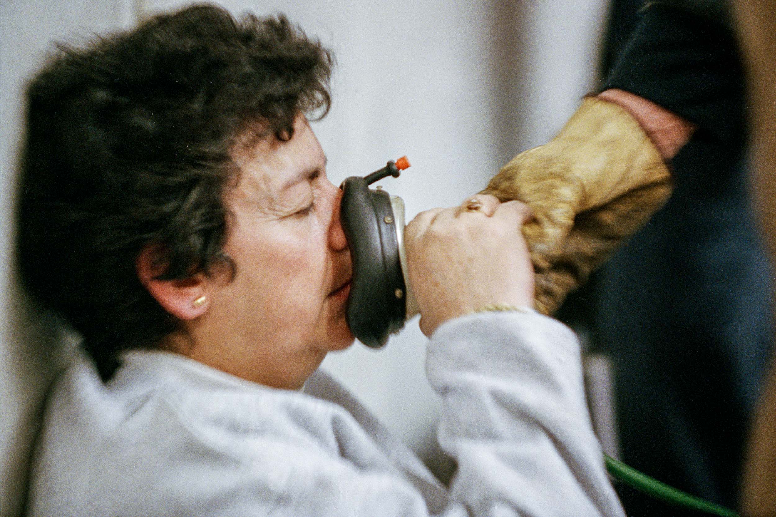 Office worker receiving  medical treatment in the lobby of the World Trade Center, NY, 1993